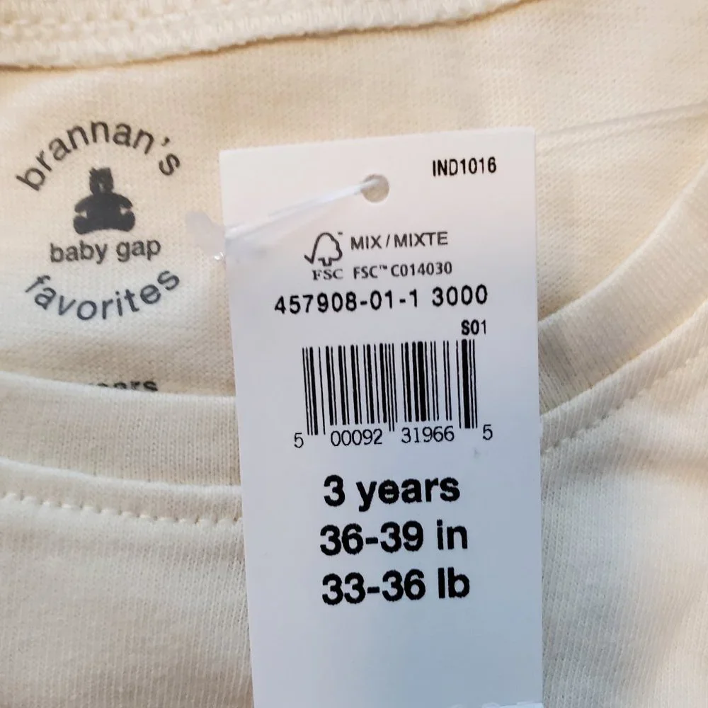 Baby Gap Girls Long Sleeve Ivory Shirts. 2‎ pack. NWT.